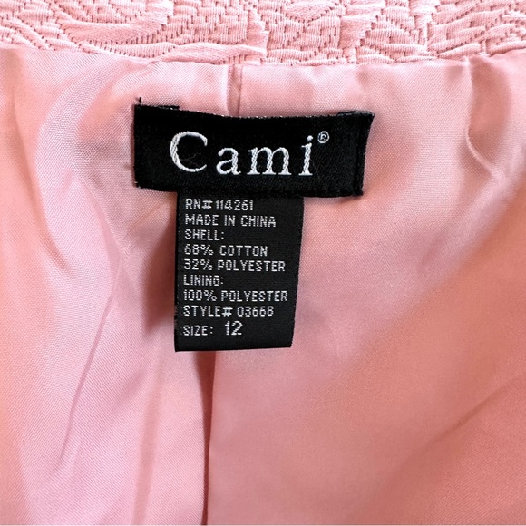 VTG CAMI NYC QUILTED JACQUARD FLORAL BOXY CROP 3/4 SLEEVE BLAZER JACKET Sz10/12 - Picture 10 of 13